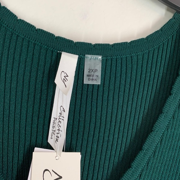 NY Collection hunter green fit and flare sweater dress 2X Petite - Picture 3 of 6